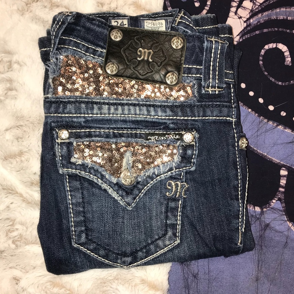 Gold Sequin Miss Me Jeans